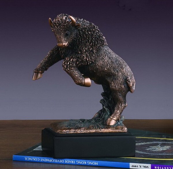 Buffalo REaring Figurine Statue tribute Native American Bison Animal